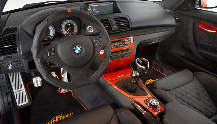 ACS BMW E82 1M Coupe Luxury Velour Floor Mats With Orange Stitching