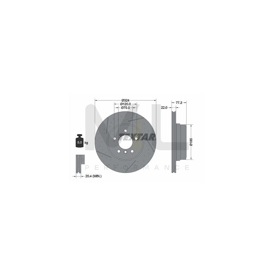 TEXTAR 92295505 Brake Disc for BMW 1 Series Drilled dimples, Internally Vented, Slotted, Coated, High-carbon, without wheel hub, without wheel studs | ML Performance Car Parts