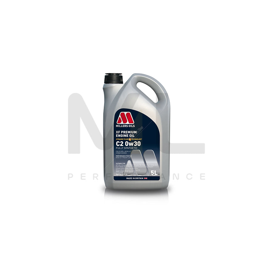 Millers Oils XF Premium C2 0W-30 Fully Synthetic Engine Oil 5l | Engine Oil | ML Car Parts UK | ML Performance