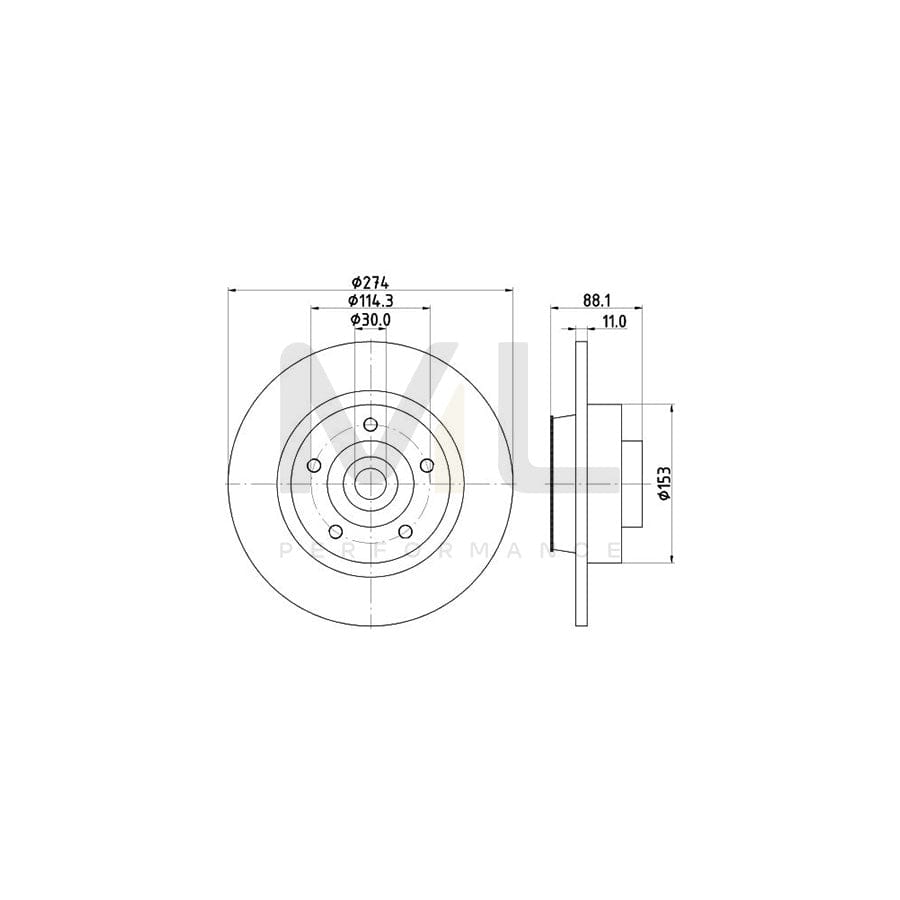 HELLA PRO 8DD 355 117-351 Brake Disc Solid, Coated, with integrated magnetic sensor ring, with wheel bearing | ML Performance Car Parts