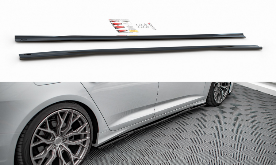 Maxton Design AU-A6-C8-SLINE-SD1T Side Skirts Diffusers Audi A6 S-Line / S6 C8 | ML Performance UK Car Parts