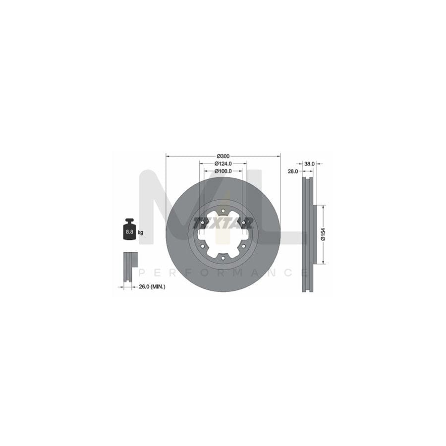 TEXTAR 92109500 Brake Disc Internally Vented, without wheel hub, without wheel studs | ML Performance Car Parts