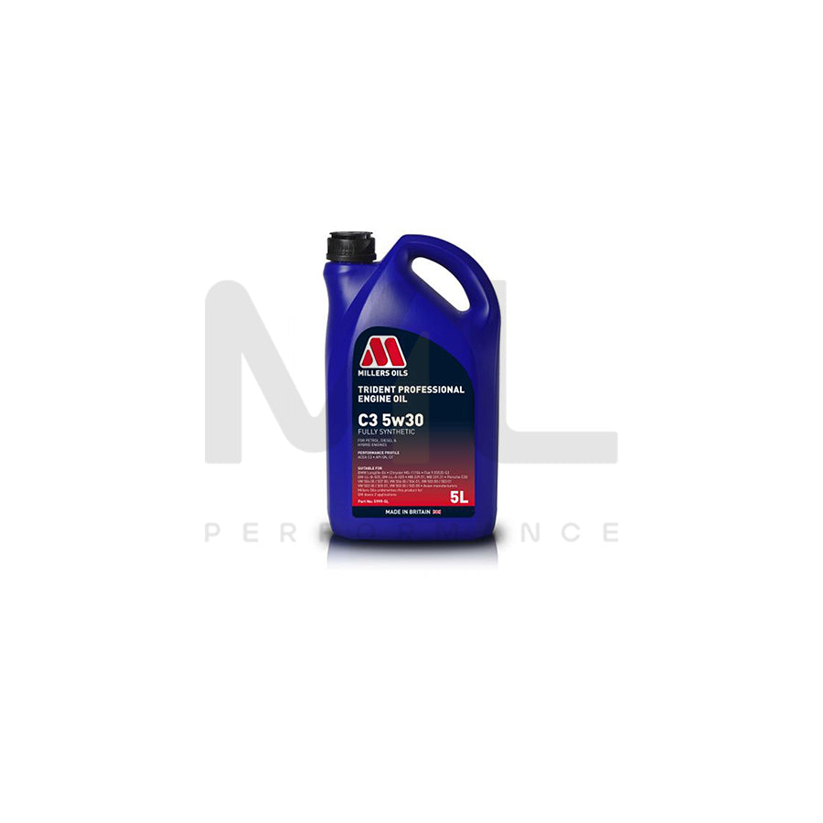 Millers Oils Trident Professional C3 5W-30 Fully Synthetic Engine Oil 5l | Engine Oil | ML Car Parts UK | ML Performance