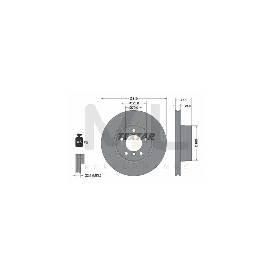 TEXTAR PRO+ 92122505 Brake Disc for BMW 5 Series Internally Vented, Coated, High-carbon, without wheel hub, without wheel studs | ML Performance Car Parts