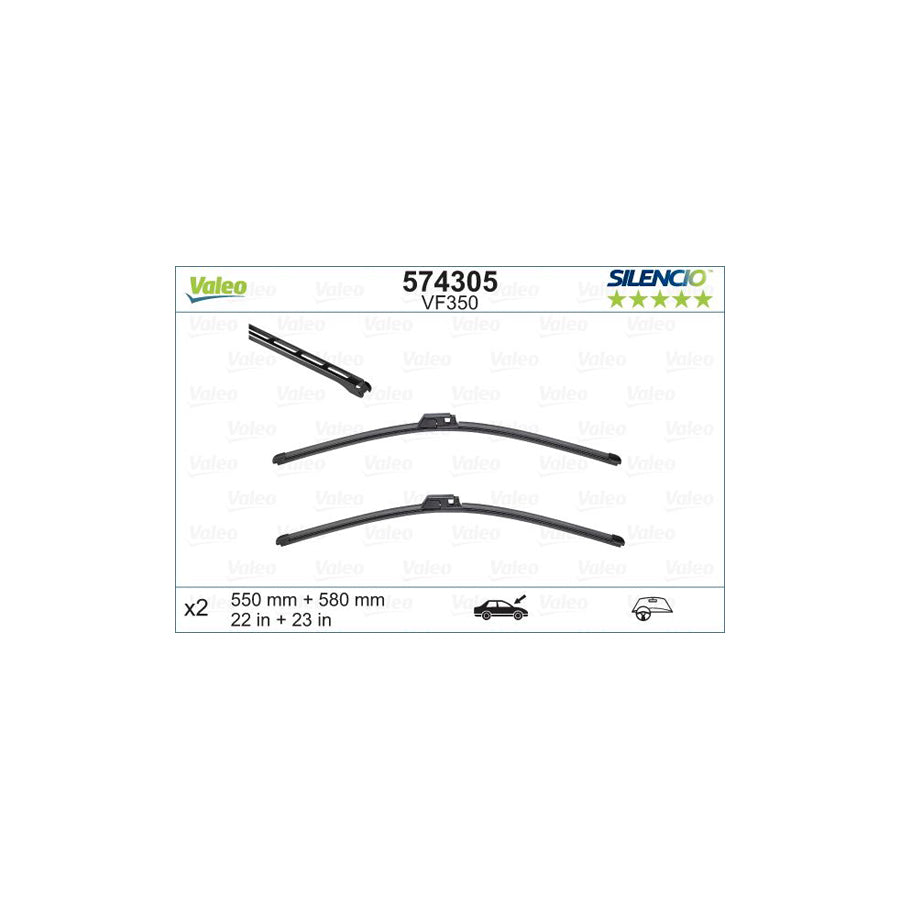 Valeo Silencio Flat Blade Set, Silencio X.Trm 574305 Wiper Blade For Audi A4 | ML Performance EU Car Parts