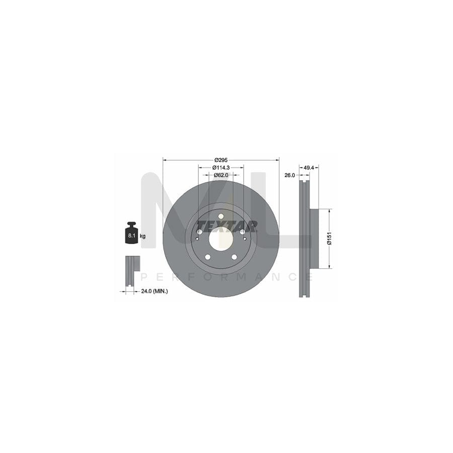 TEXTAR PRO 92168003 Brake Disc Internally Vented, Coated, without wheel hub, without wheel studs | ML Performance Car Parts