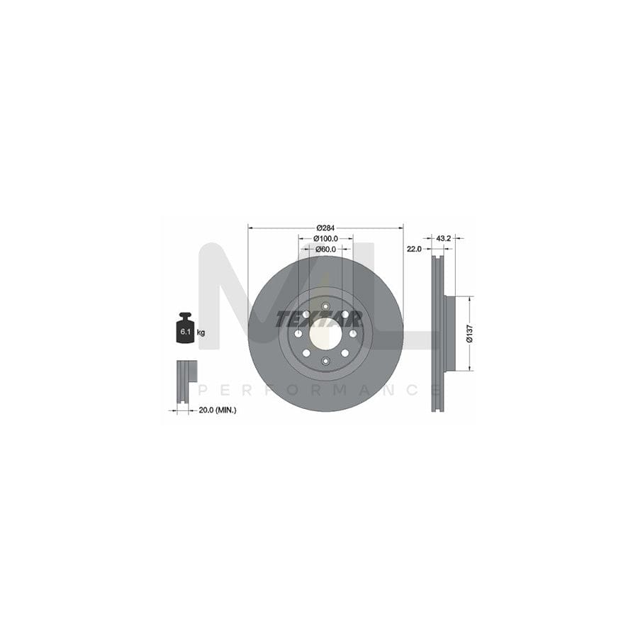 TEXTAR PRO 92145803 Brake Disc Internally Vented, Coated, without wheel hub, without wheel studs | ML Performance Car Parts