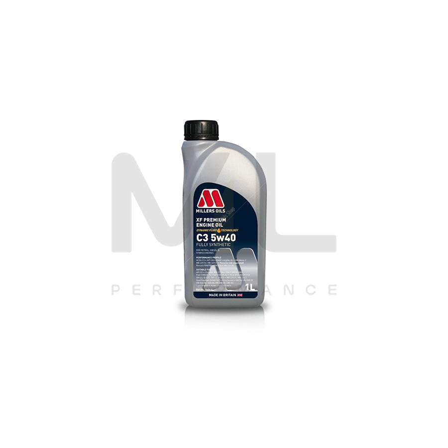 Millers Oils XF Premium C3 5W-40 Fully Synthetic Engine Oil 1l | Engine Oil | ML Car Parts UK | ML Performance