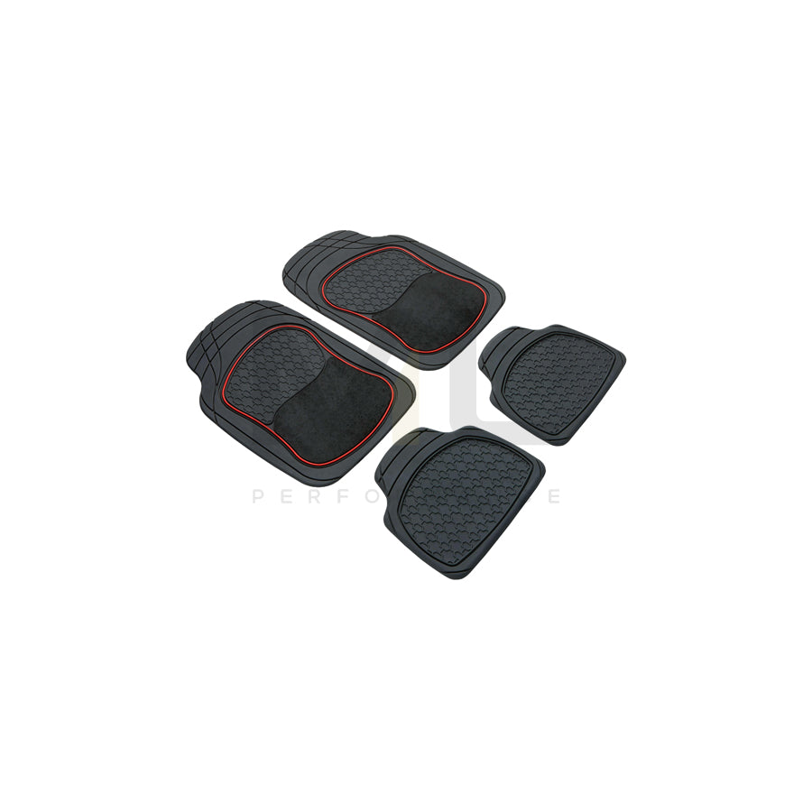 WALSER Universal fit, Royal 28015 Floor mat set Elastomer, Front and Rear, Quantity: 4, Black, Red | ML Performance Car Parts