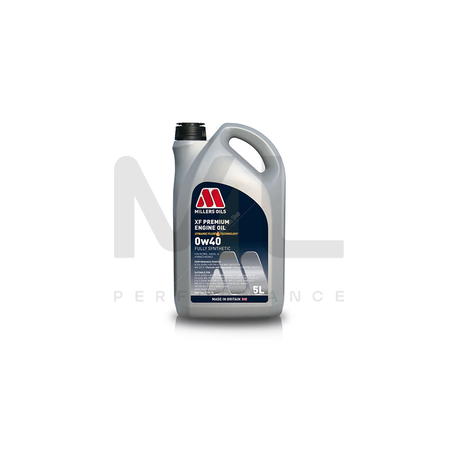 Millers Oils XF Premium 0W-40 Fully Synthetic Engine Oil 5l | Engine Oil | ML Car Parts UK | ML Performance