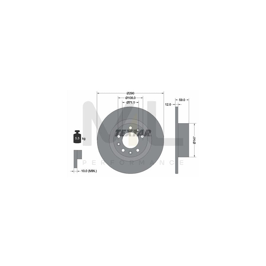 TEXTAR 92313603 Brake Disc for PEUGEOT 508 Solid, Coated, without wheel hub, without wheel studs | ML Performance Car Parts