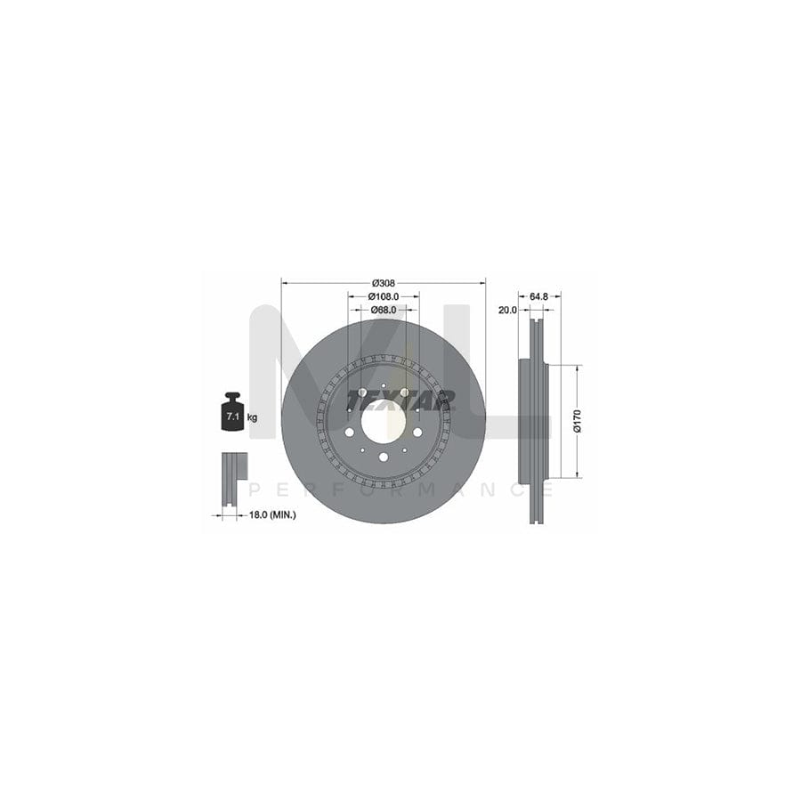 TEXTAR 92126800 Brake Disc for VOLVO XC90 I (C, 275) Externally Vented, without wheel hub, without wheel studs | ML Performance Car Parts