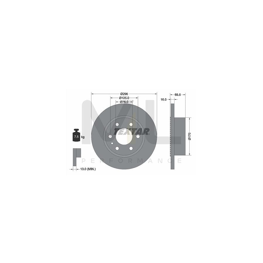 TEXTAR 93177500 Brake Disc for IVECO Daily Solid, with ABS sensor ring, without wheel hub, without wheel studs | ML Performance Car Parts