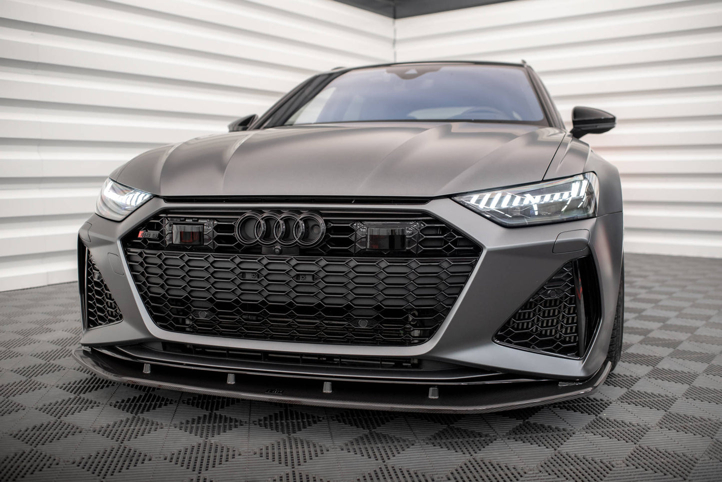 MAXTON DESIGN CF-AU-RS6-C8-FD1-245-P CARBON FIBER FRONT SPLITTER AUDI RS6 C8 / RS7 C8 | ML Performance