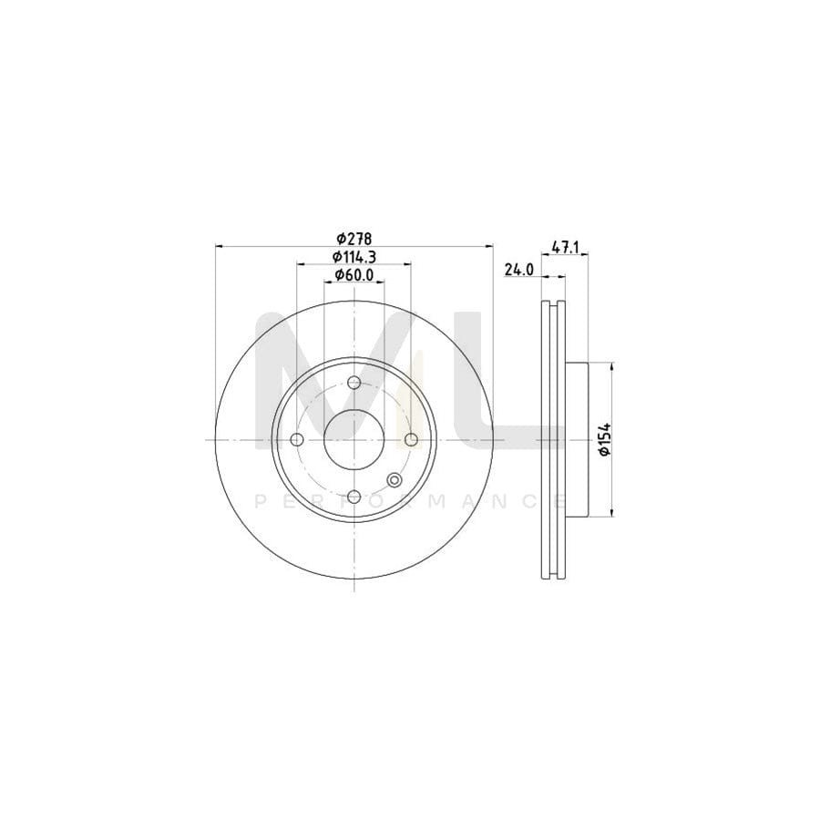 HELLA PRO 8DD 355 117-061 Brake Disc Internally Vented, Coated, without wheel hub, without wheel studs | ML Performance Car Parts