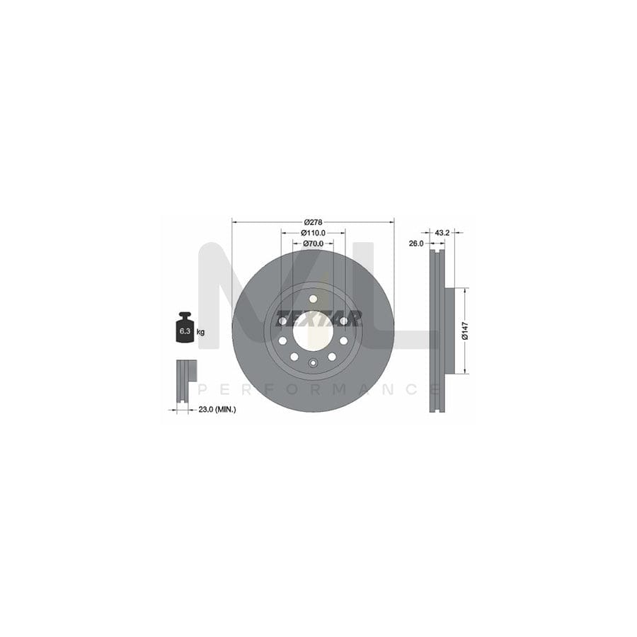 TEXTAR 92156400 Brake Disc Internally Vented, without wheel hub, without wheel studs | ML Performance Car Parts