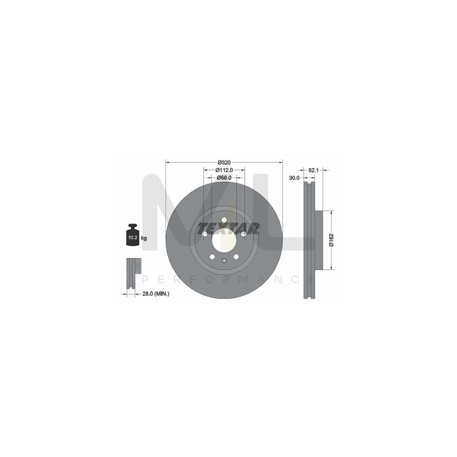 TEXTAR PRO 92229303 Brake Disc Internally Vented, Coated, without wheel hub, without wheel studs | ML Performance Car Parts