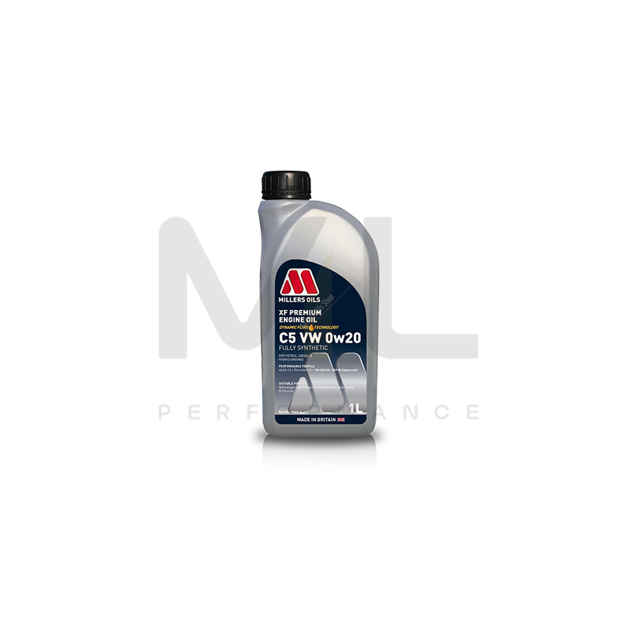 Millers Oils XF Premium C5 VW 0W-20 Fully Synthetic Engine Oil 1l | Engine Oil | ML Car Parts UK | ML Performance