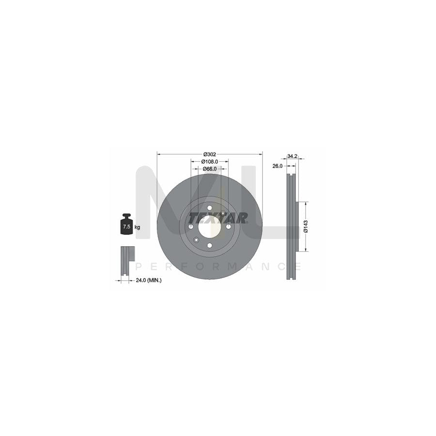 TEXTAR 92168500 Brake Disc Internally Vented, without wheel hub, without wheel studs | ML Performance Car Parts