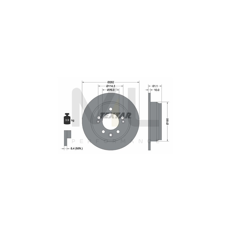 TEXTAR 92161700 Brake Disc Solid, without wheel hub, without wheel studs | ML Performance Car Parts