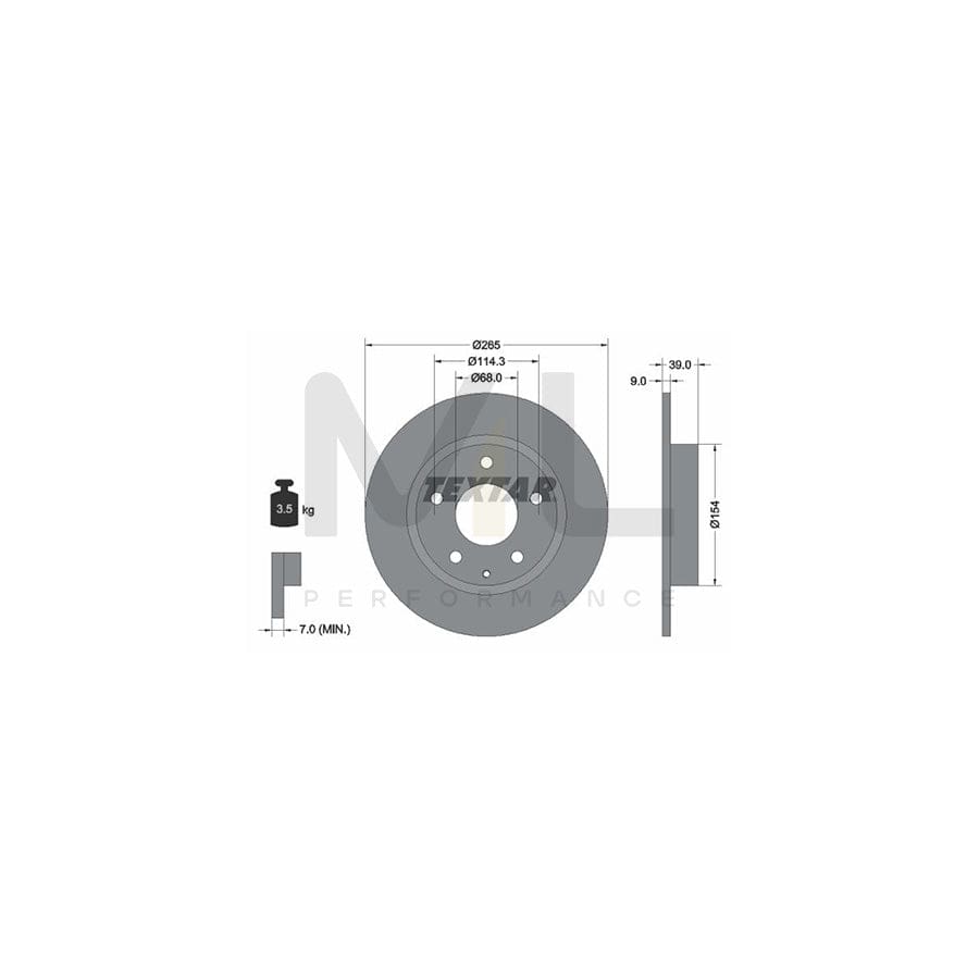 TEXTAR PRO 92267703 Brake Disc Solid, Coated, without wheel hub, without wheel studs | ML Performance Car Parts