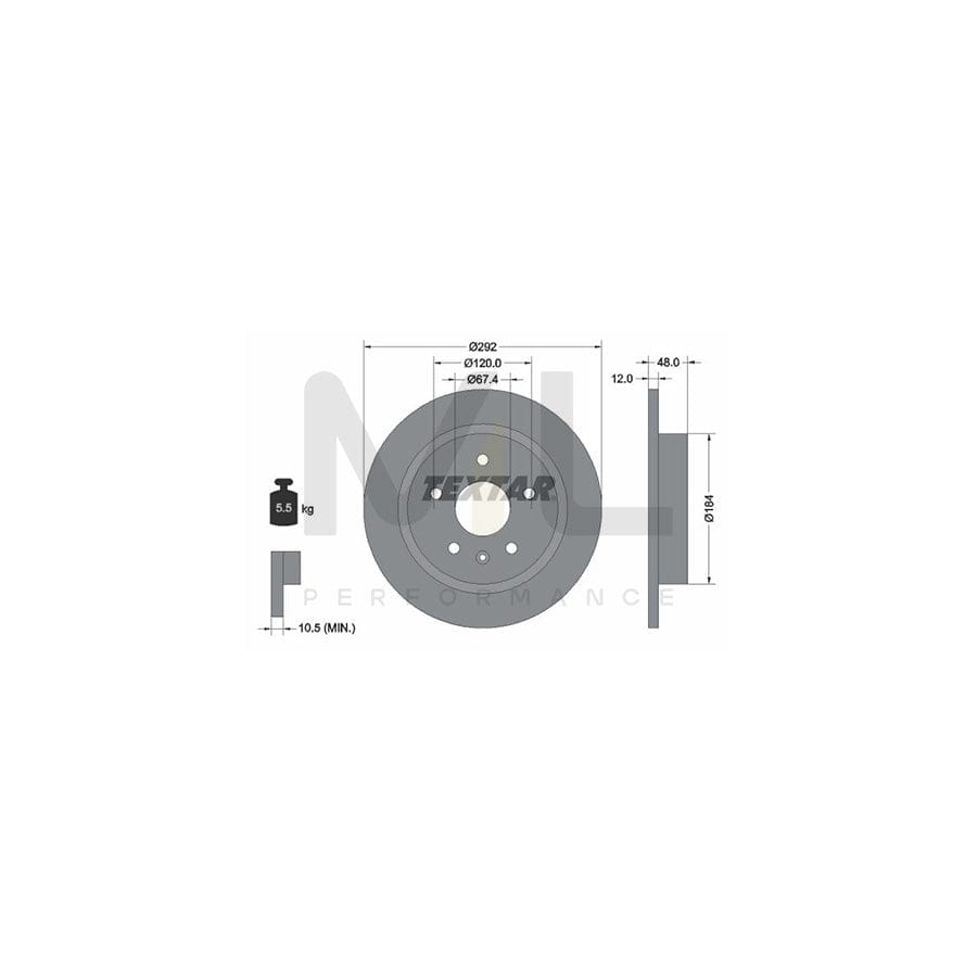 TEXTAR PRO 92222903 Brake Disc Solid, Coated, without wheel hub, without wheel studs | ML Performance Car Parts