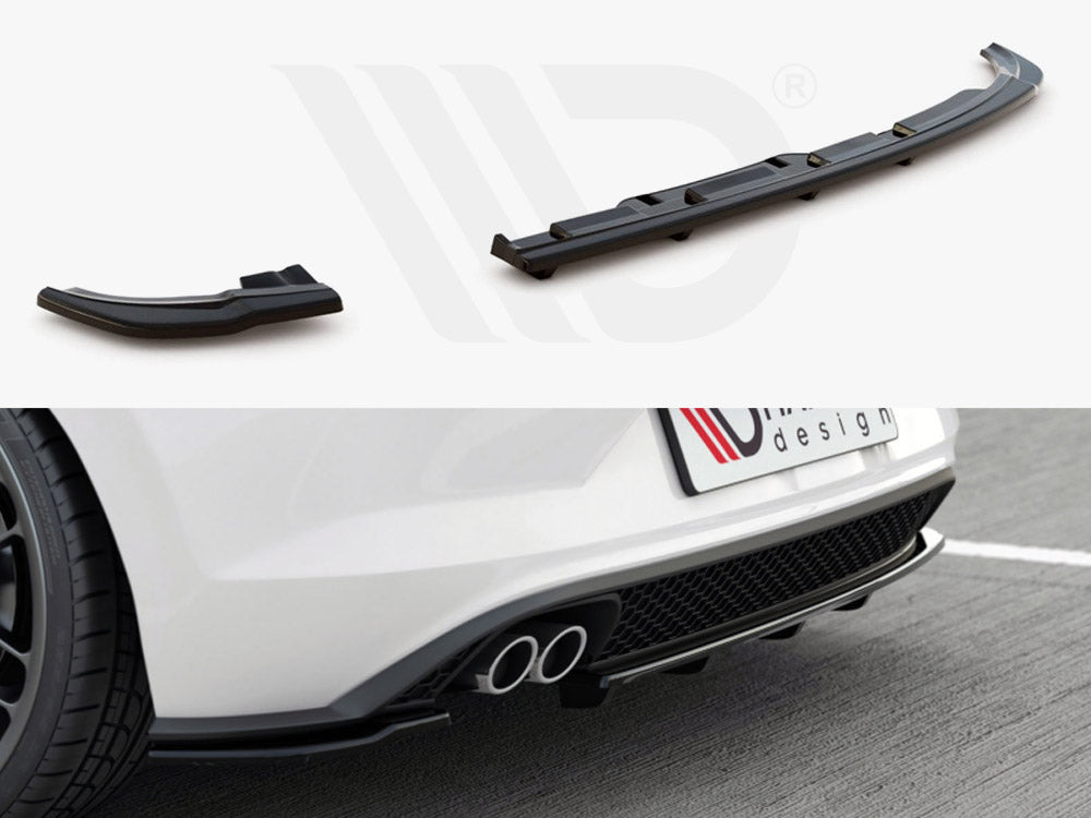 Maxton Design VW-PO-6-GTI-RSD2T Central Rear Splitter (w/ Vertical Bars) VW Polo MK6 GTI | ML Performance UK Car Parts