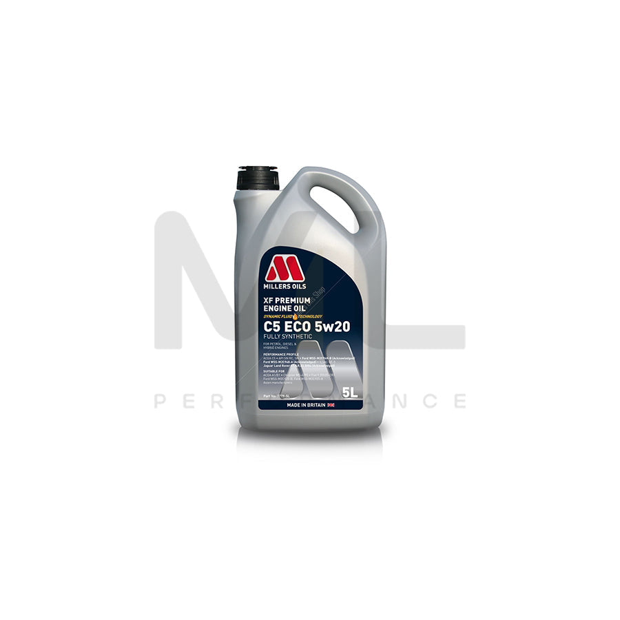 Millers Oils XF Premium C5 ECO 5W-20 Ford EcoBoost Fully Synthetic Engine Oil 5l | Engine Oil | ML Car Parts UK | ML Performance