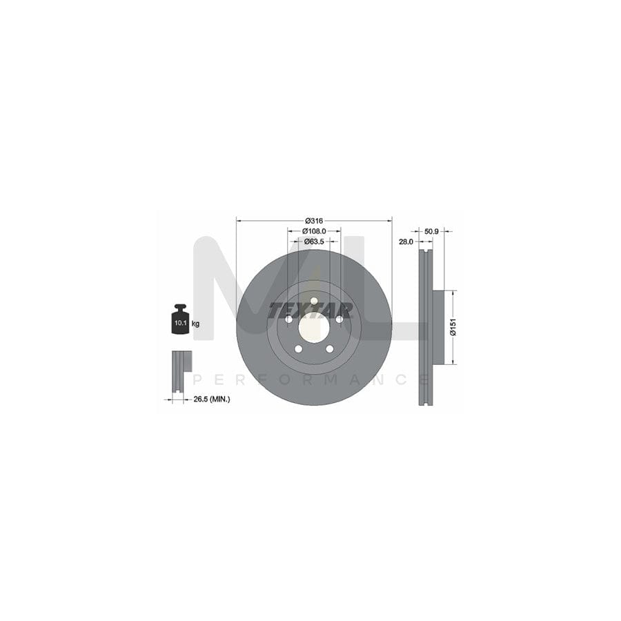 TEXTAR 92317203 Brake Disc Internally Vented, Coated, without wheel hub, without wheel studs | ML Performance Car Parts