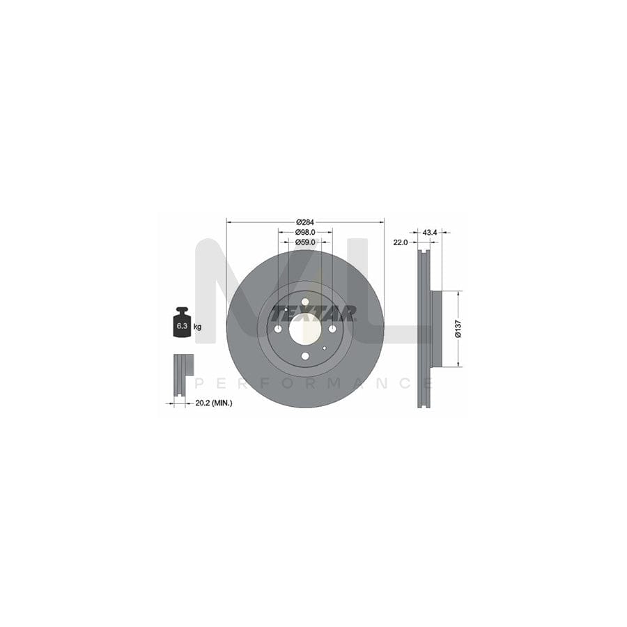 TEXTAR 92053500 Brake Disc Internally Vented, without wheel hub, without wheel studs | ML Performance Car Parts